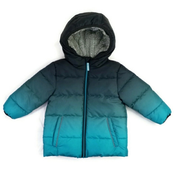 Wonder Nation Clear Ocean Ombre Zip Front Hooded Bubble Coat Toddler Boy 2T EUC - Picture 14 of 14